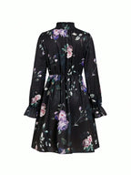 SHEIN Clasi Vestido Com Babados E Mangas Florais Sem Cinto