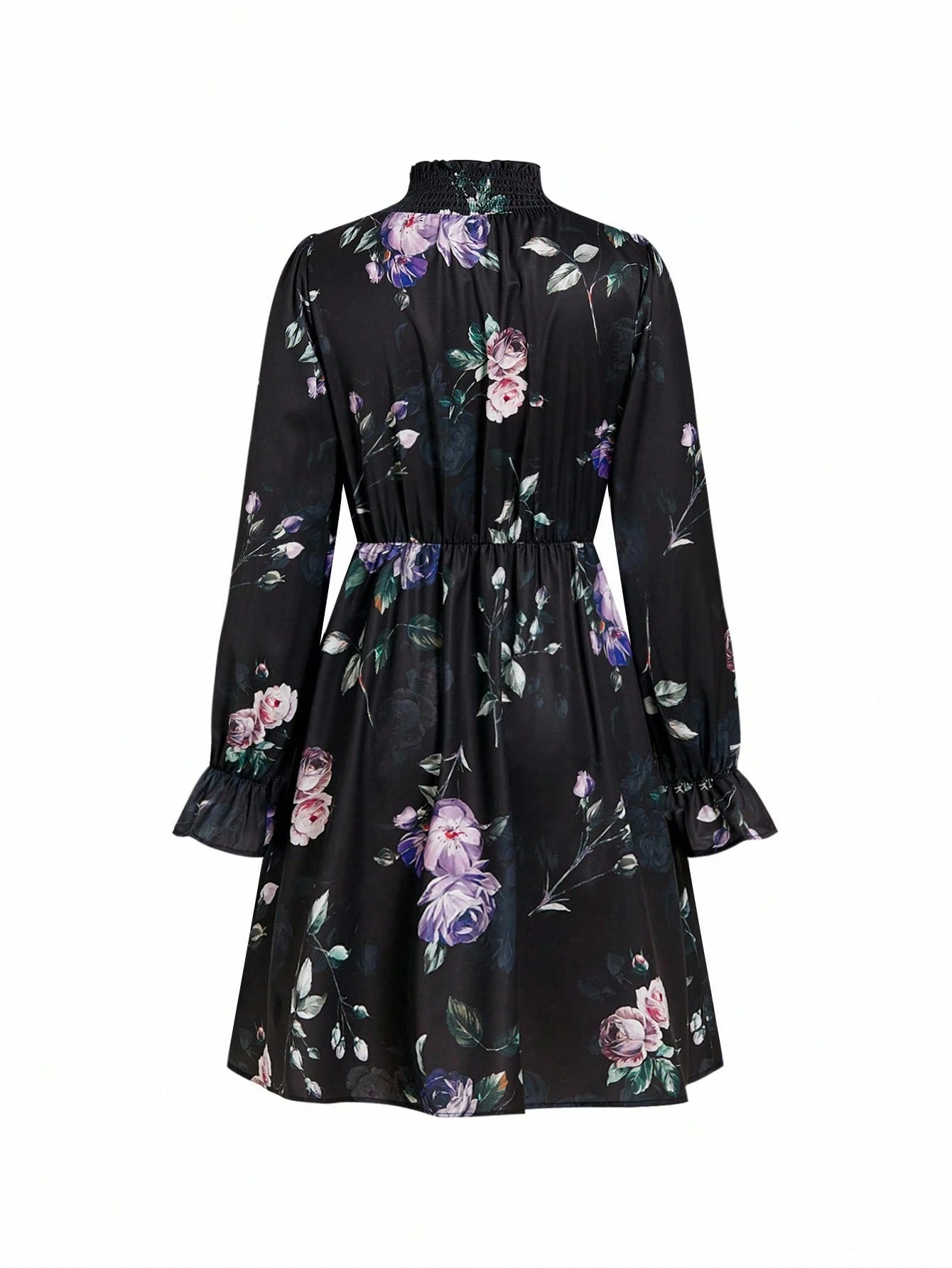 SHEIN Clasi Vestido Com Babados E Mangas Florais Sem Cinto