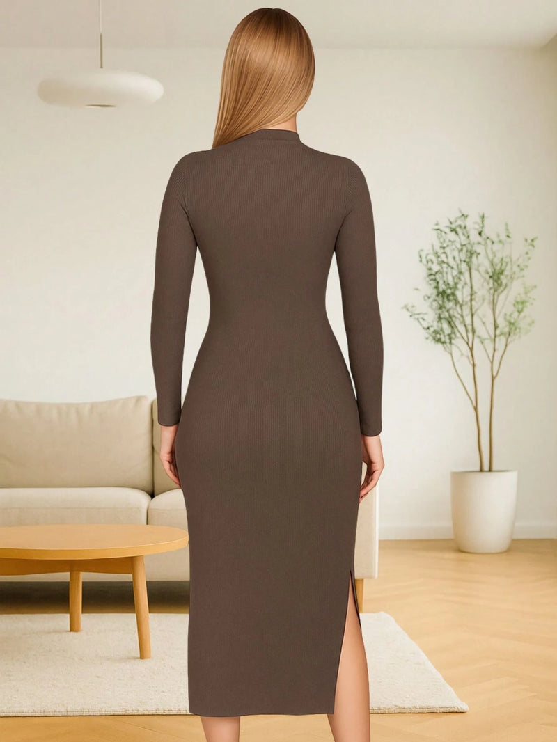 Vendedor IndicadoVestido Manga Longa Gola Alta Inverno Midi