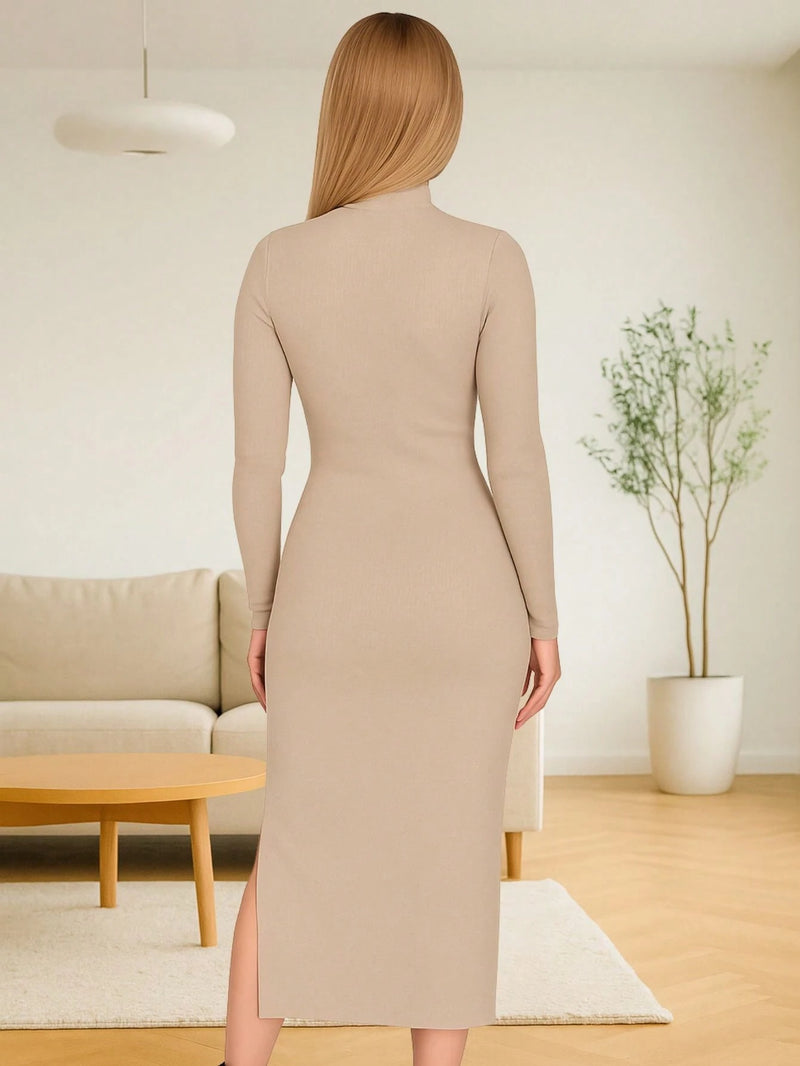 Vendedor IndicadoVestido Manga Longa Gola Alta Inverno Midi