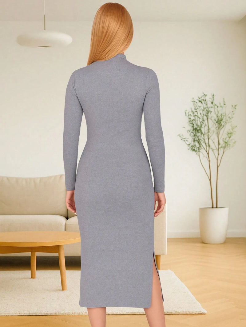 Vendedor IndicadoVestido Manga Longa Gola Alta Inverno Midi
