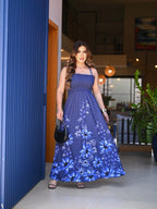 Vestido Feminino Longo Lastex Alça de amarrar