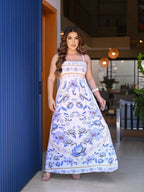 Vestido Feminino Longo Lastex Alça de amarrar