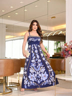 Vestido Feminino Longo Lastex Alça de amarrar