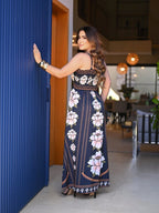 Vestido Feminino Longo Lastex Alça de amarrar