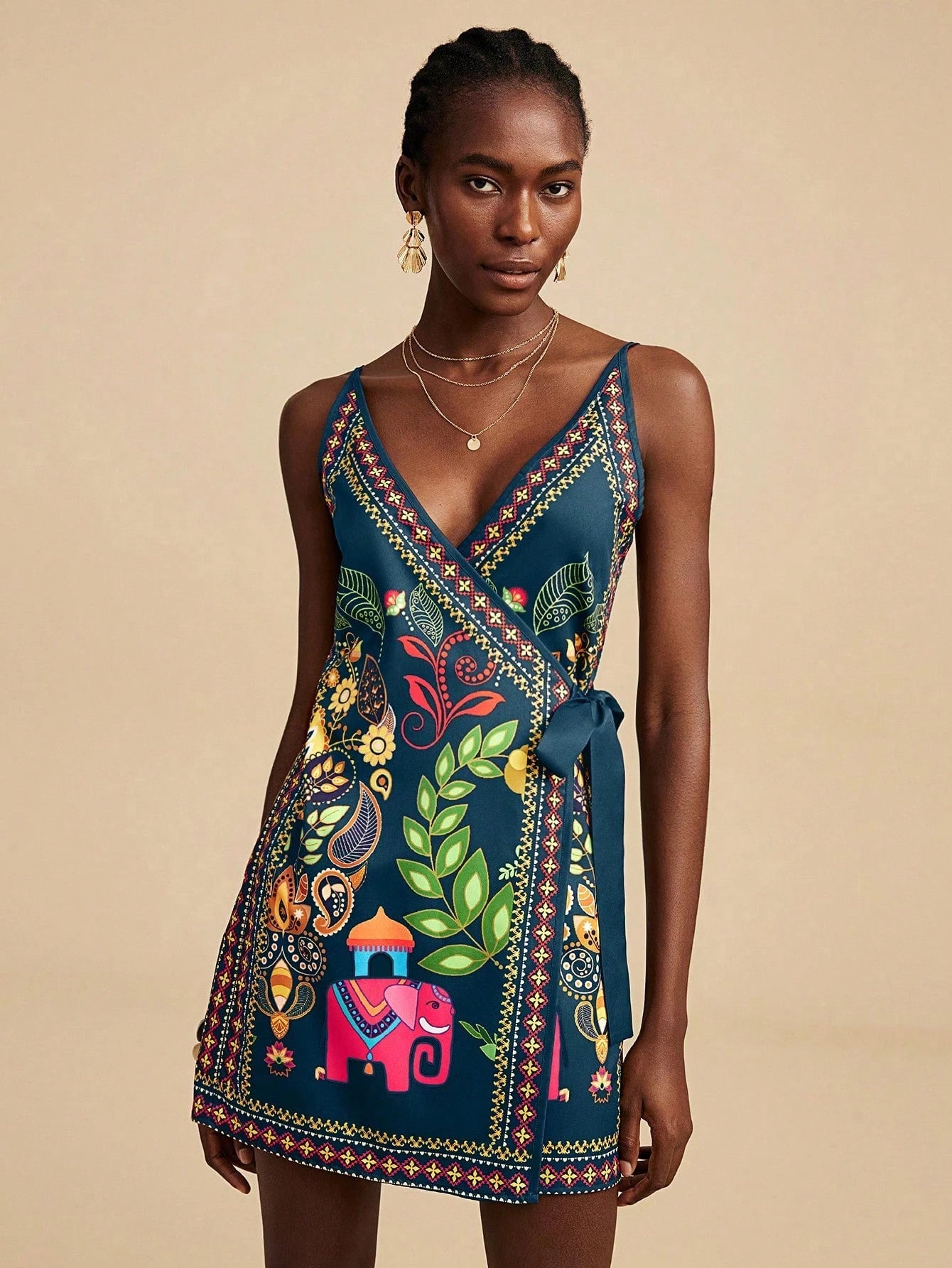 Vivid Eden Vestido Mulher Estampado Simples Diário Cami