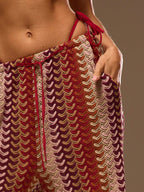 Musera Resort Calça Capa Estampada com Cintura Amarrada, Estilo Boho Ibiza, Fofa, Sexy, Férias, Praia, Maiô, Pele Quente, Listrada