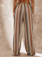 Musera Resort Calça Capa Estampada com Cintura Amarrada, Estilo Boho Ibiza, Fofa, Sexy, Férias, Praia, Maiô, Pele Quente, Listrada