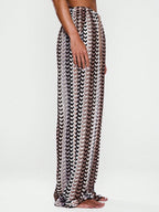 Musera Resort Calça Capa Estampada com Cintura Amarrada, Estilo Boho Ibiza, Fofa, Sexy, Férias, Praia, Maiô, Pele Quente, Listrada