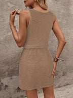 SHEIN LUNE Vestido casual simples de estilo de rua cor de damasco 2 em 1 para mulheres, outono