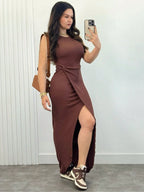 Vendedor IndicadoÁrbora Elegance - Vestido Feminino Longo de Regata, Tecido Viscolycra, Moda Elegante de Verão 2025.