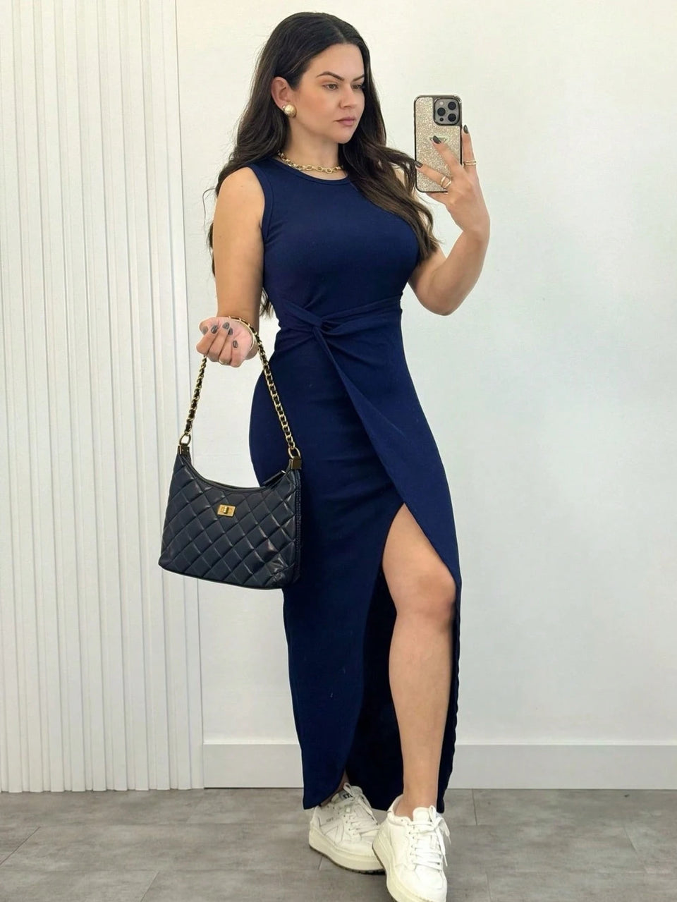 Vendedor IndicadoÁrbora Elegance - Vestido Feminino Longo de Regata, Tecido Viscolycra, Moda Elegante de Verão 2025.