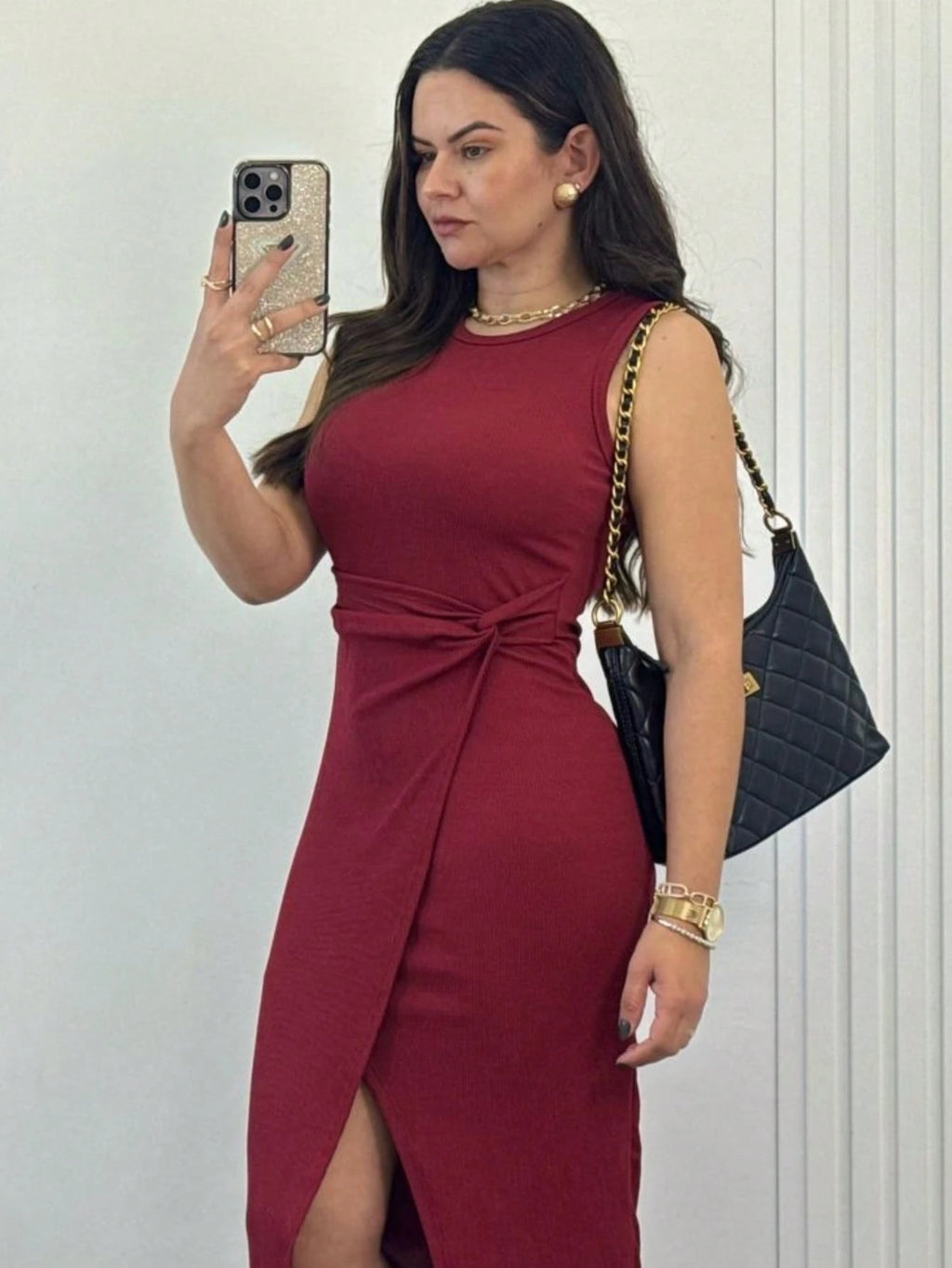 Vendedor IndicadoÁrbora Elegance - Vestido Feminino Longo de Regata, Tecido Viscolycra, Moda Elegante de Verão 2025.