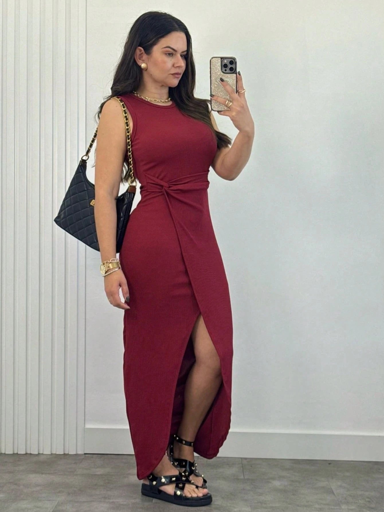 Vendedor IndicadoÁrbora Elegance - Vestido Feminino Longo de Regata, Tecido Viscolycra, Moda Elegante de Verão 2025.