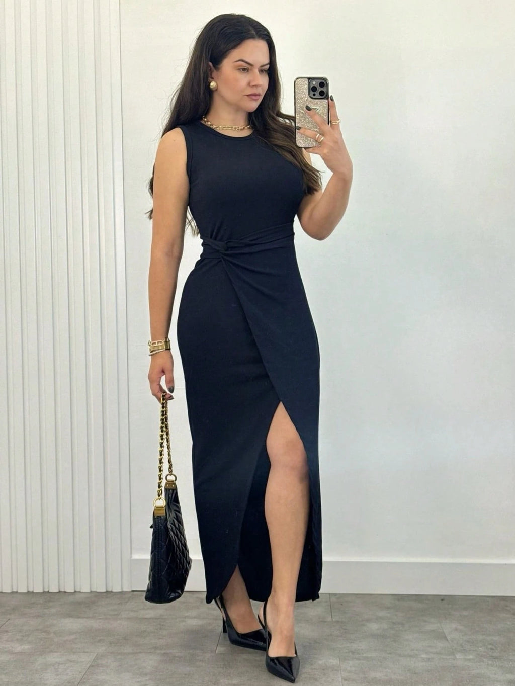 Vendedor IndicadoÁrbora Elegance - Vestido Feminino Longo de Regata, Tecido Viscolycra, Moda Elegante de Verão 2025.