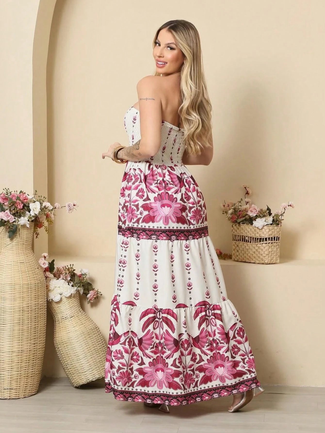 Look de Milhoes!!! Vestido Longo Tomara que Caia Estampado Floral