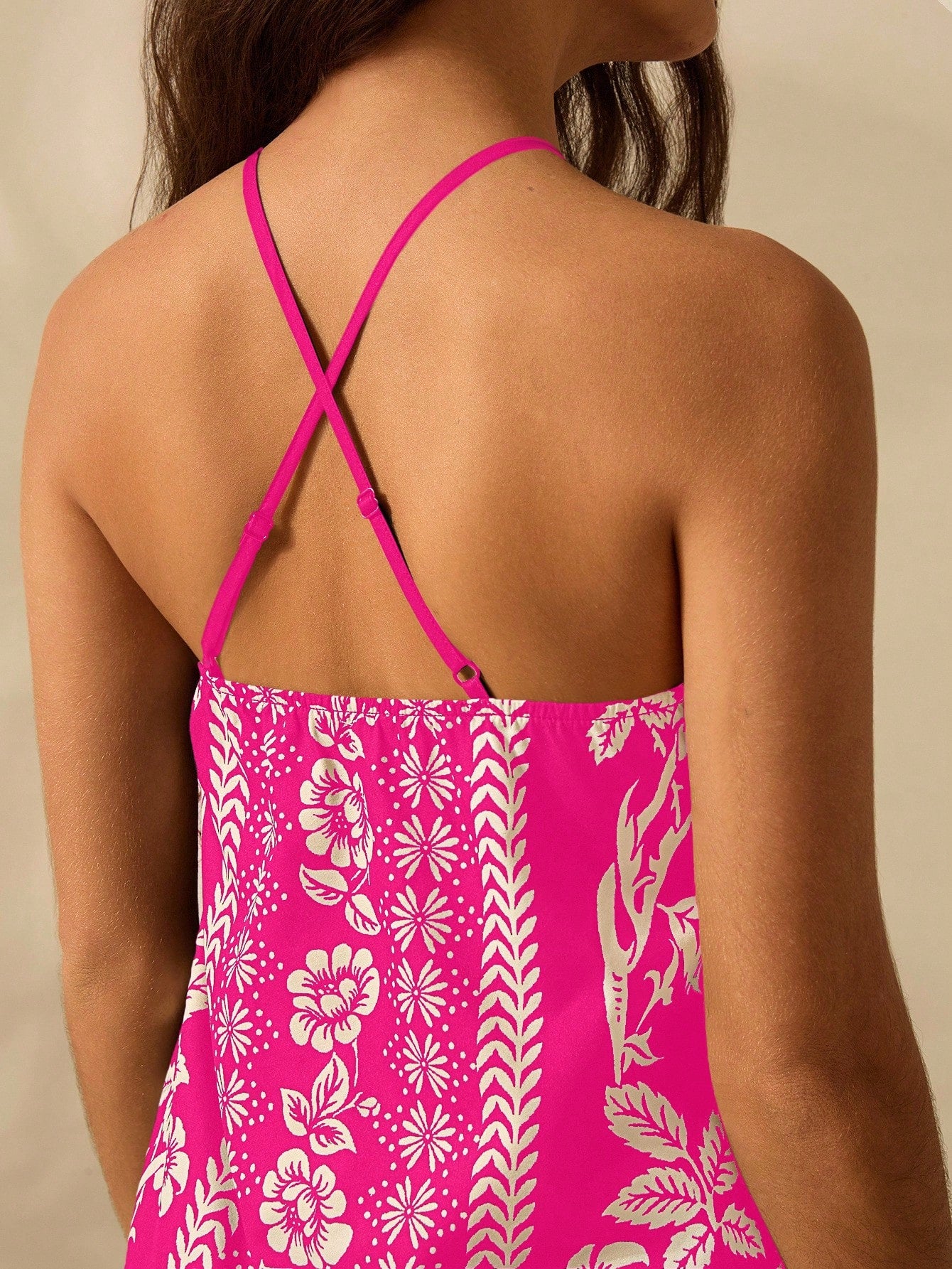 CAJUNI Vestido Curto Casual de Verão Boêmio Feminino, Estampa Tropical de Planta Floral, Cinto Fino, Costas Cruzadas