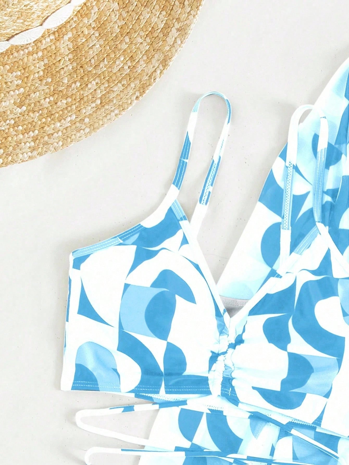 SHEIN Swim Biquíni impressão total cordão com quimono