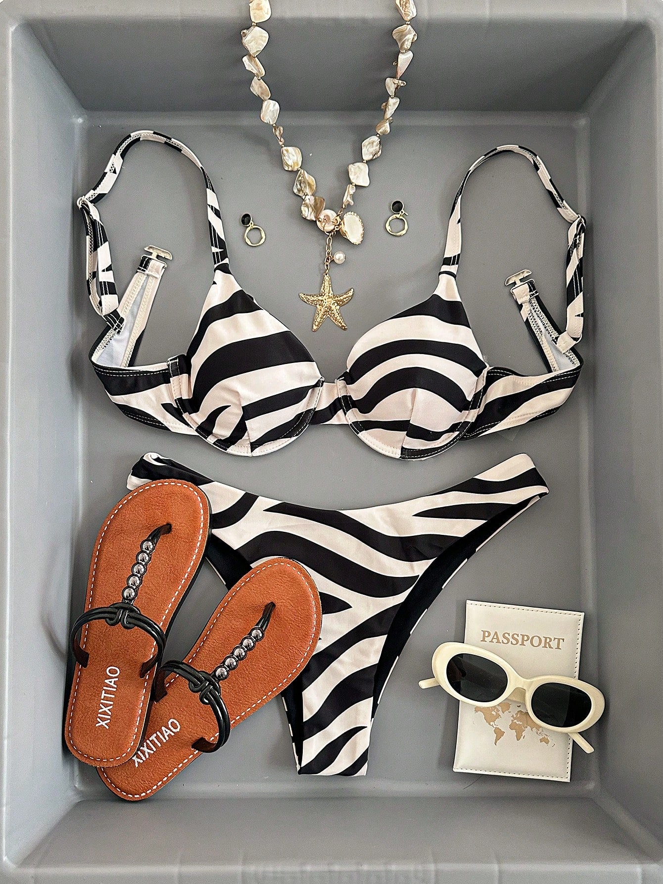 Swim Vcay Maiô Bikini Listrado de Zebra Verde Menta, Roupa de Banho Sexy para Verão