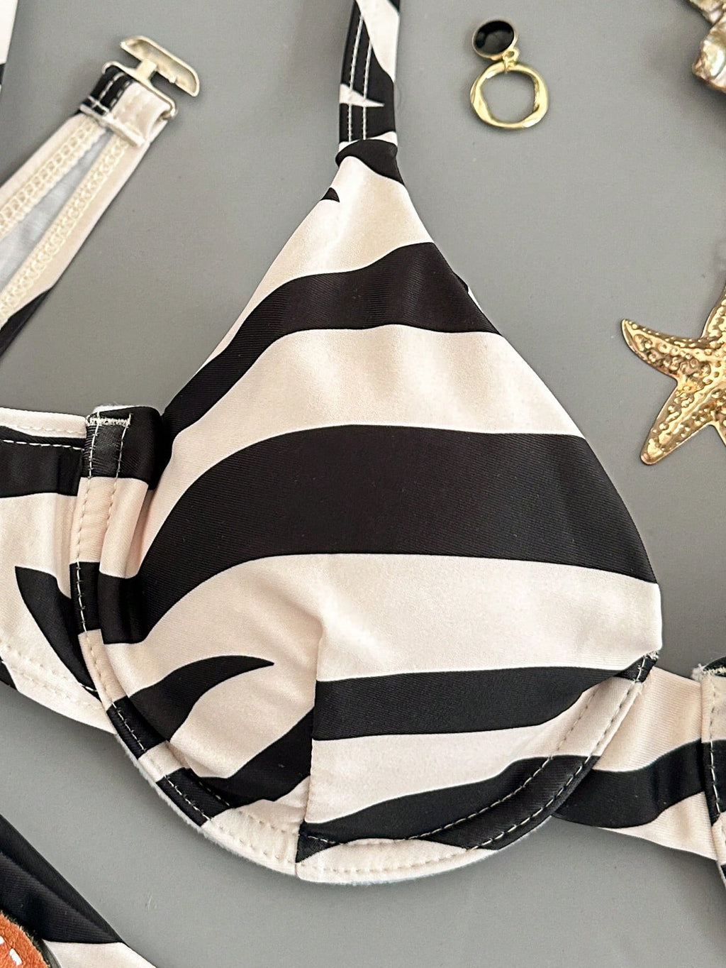 Swim Vcay Maiô Bikini Listrado de Zebra Verde Menta, Roupa de Banho Sexy para Verão