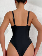 SHEIN Swim Maiô Inteiro Estampado Com Flores Vazadas Em Cores Contrastantes