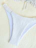 Swim Mod Conjunto de Maiô Bikini de 2 Peças com Tecido Texturizado, Babado, Laço na Frente, Cordão na Cintura, Fofo, Doce, Fashion, Animado para Festa