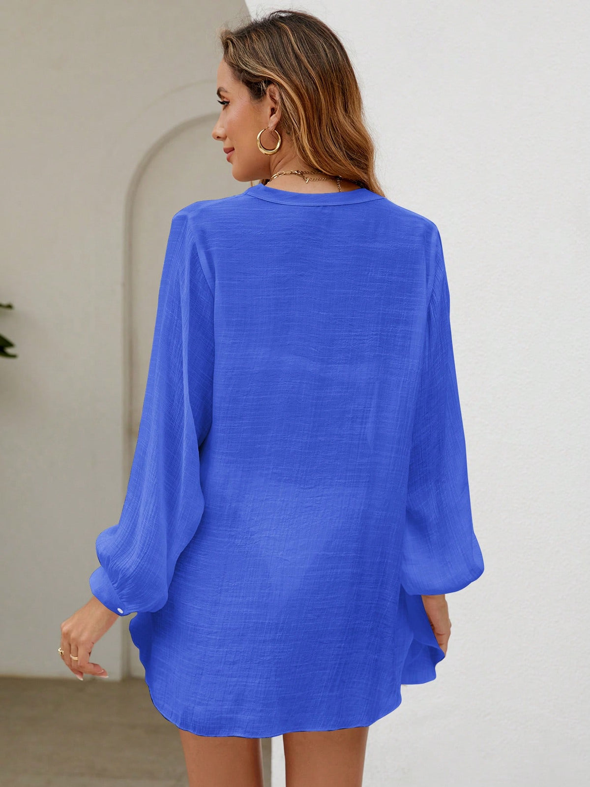 SHEIN Swim Basics Blusa Quimono Feminina Com Peito Único
