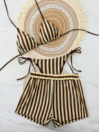 Swim Vcay 3 peças/Conjunto Capa de Crochê de Estilo Boêmio para Maiô Bikini, Saída de Praia