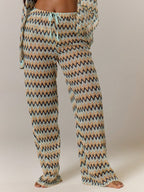 Musera Resort Calça Capa Estampada com Cintura Amarrada, Estilo Boho Ibiza, Fofa, Sexy, Férias, Praia, Maiô, Pele Quente, Listrada