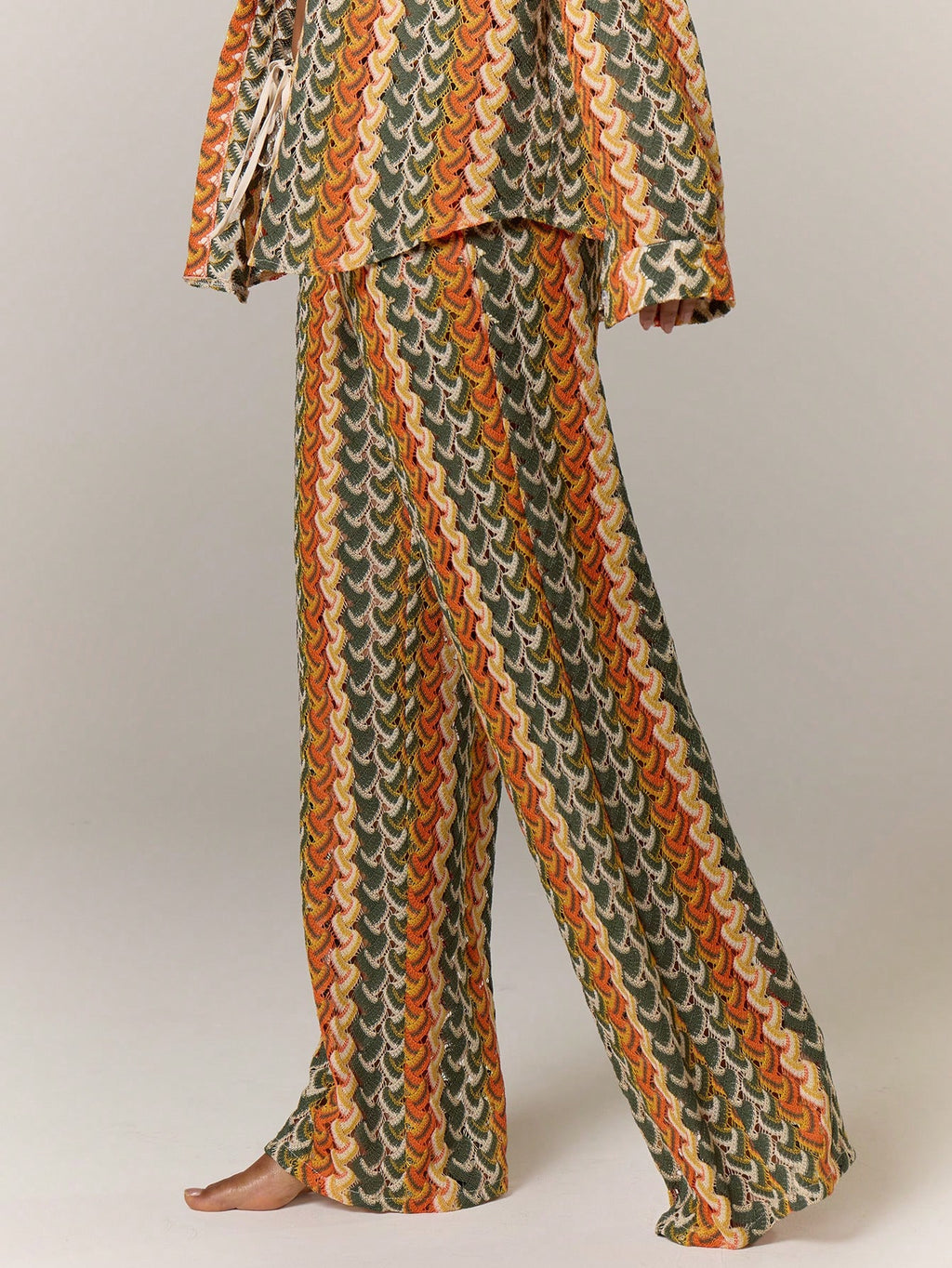 Musera Resort Calça Capa Estampada com Cintura Amarrada, Estilo Boho Ibiza, Fofa, Sexy, Férias, Praia, Maiô, Pele Quente, Listrada