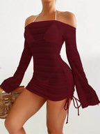 SHEIN X Sofía Suescun Swim SXY Vestido feminino oco fora do ombro