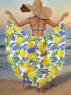 SHEIN Swim Vestidos de Praia para Mulheres, Cobertura de Praia com Estampa de Plantas Tropicais para Verão