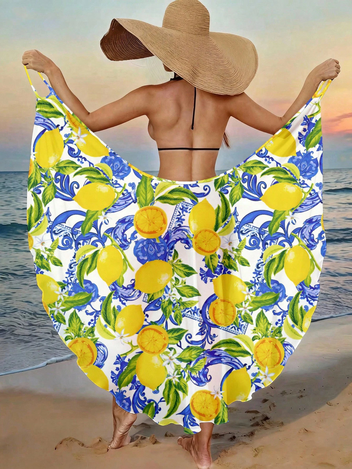 SHEIN Swim Vestidos de Praia para Mulheres, Cobertura de Praia com Estampa de Plantas Tropicais para Verão