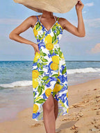 SHEIN Swim Vestidos de Praia para Mulheres, Cobertura de Praia com Estampa de Plantas Tropicais para Verão