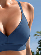 Swim Basics Conjunto de Maiô Bikini Sólido Para Mulheres, Praia de Verão
