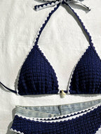 Swim Vcay Conjunto de Maiô Bikini Feminino, Tecido Especial com Design de Alça, Amarração e Costas Abertas, 2 Peças Conjunto de Praia para Férias de Verão