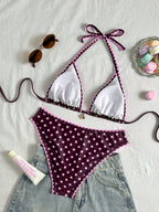 Swim Vcay Conjunto de Maiô Bikini Feminino, Tecido Especial com Design de Alça, Amarração e Costas Abertas, 2 Peças Conjunto de Praia para Férias de Verão
