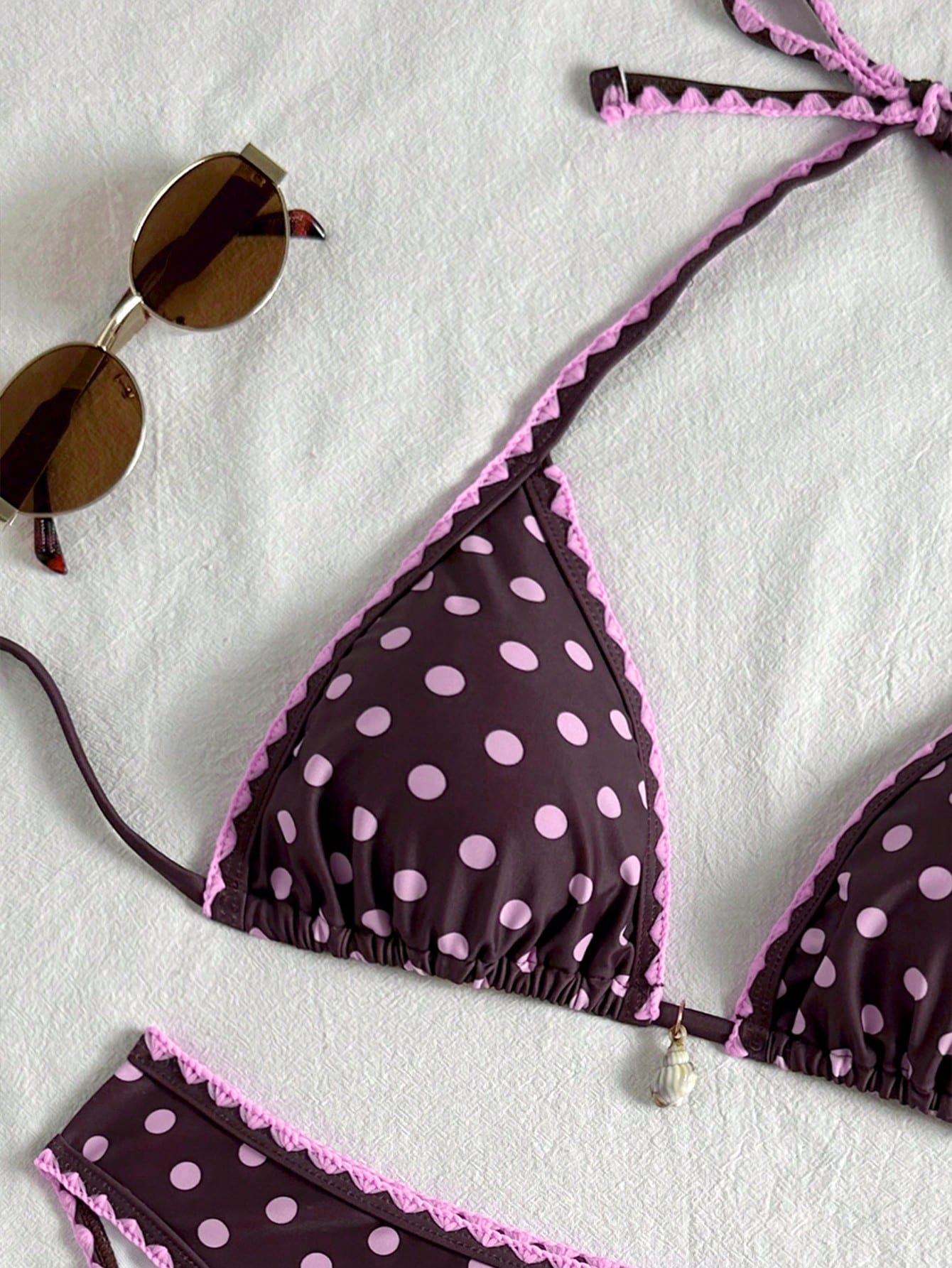 Swim Vcay Conjunto de Maiô Bikini Feminino, Tecido Especial com Design de Alça, Amarração e Costas Abertas, 2 Peças Conjunto de Praia para Férias de Verão