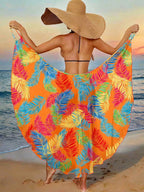 SHEIN Swim Vestidos de Praia para Mulheres, Cobertura de Praia com Estampa de Plantas Tropicais para Verão