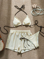 Swim Vcay 3 peças/Conjunto Capa de Crochê de Estilo Boêmio para Maiô Bikini, Saída de Praia
