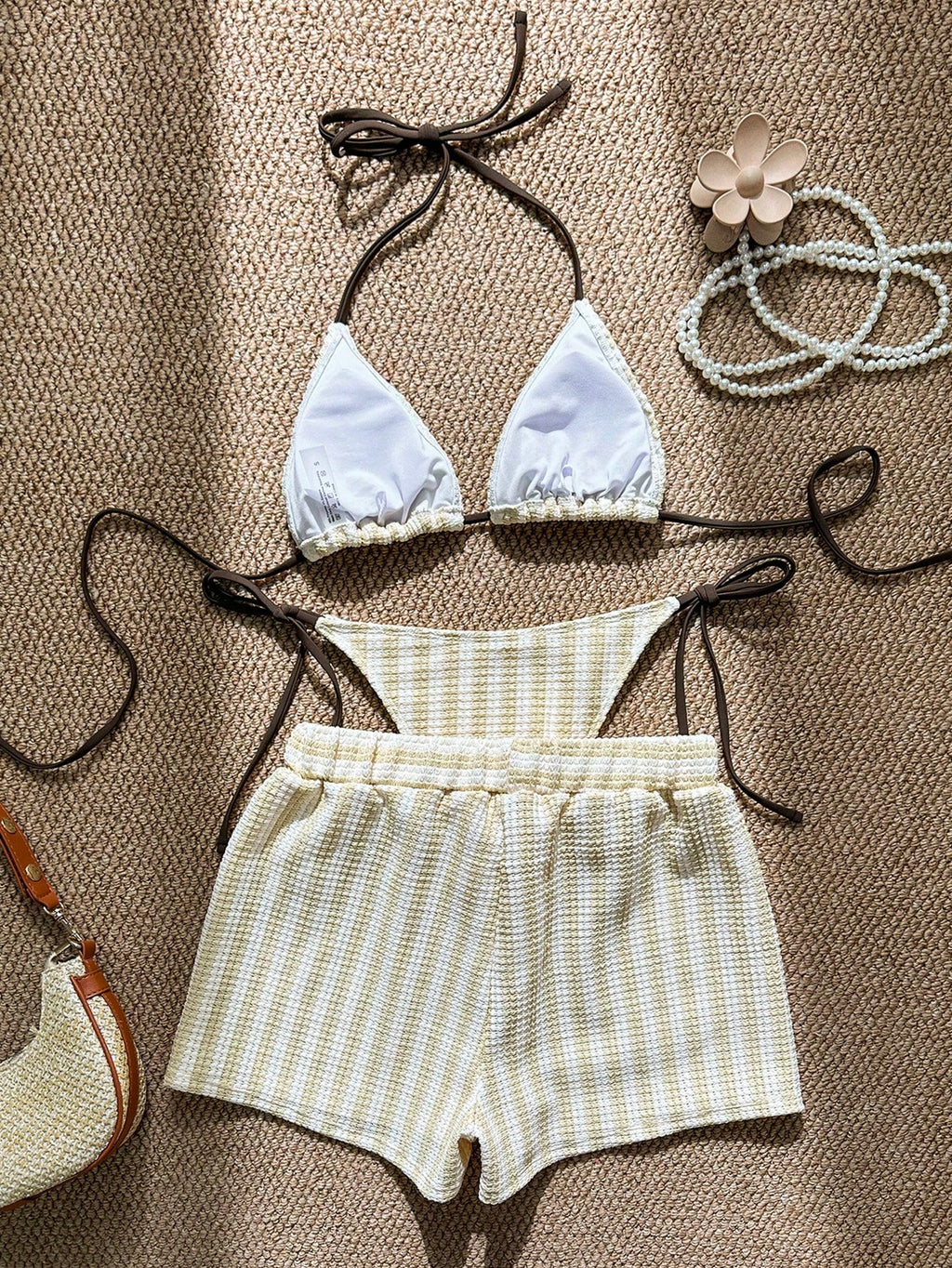 Swim Vcay 3 peças/Conjunto Capa de Crochê de Estilo Boêmio para Maiô Bikini, Saída de Praia
