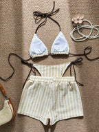 Swim Vcay 3 peças/Conjunto Capa de Crochê de Estilo Boêmio para Maiô Bikini, Saída de Praia