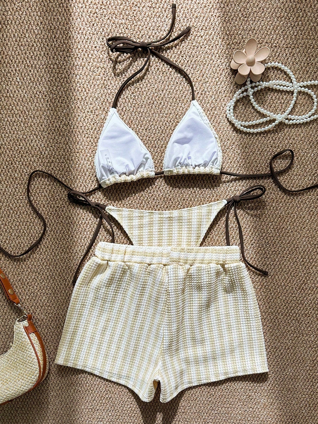Swim Vcay 3 peças/Conjunto Capa de Crochê de Estilo Boêmio para Maiô Bikini, Saída de Praia