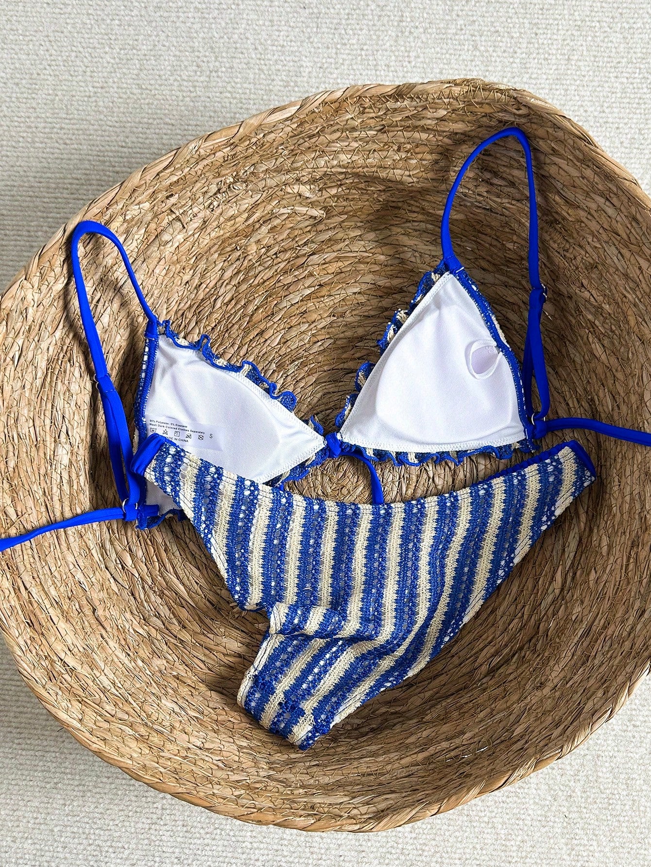 Swim Mod Conjunto de Maiô Bikini de 2 Peças com Tecido Texturizado, Babado, Laço na Frente, Cordão na Cintura, Fofo, Doce, Fashion, Animado para Festa