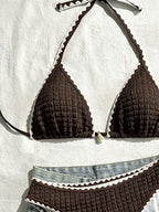Swim Vcay Conjunto de Maiô Bikini Feminino, Tecido Especial com Design de Alça, Amarração e Costas Abertas, 2 Peças Conjunto de Praia para Férias de Verão