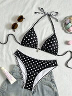 Swim Vcay Conjunto de Maiô Bikini Feminino, Tecido Especial com Design de Alça, Amarração e Costas Abertas, 2 Peças Conjunto de Praia para Férias de Verão