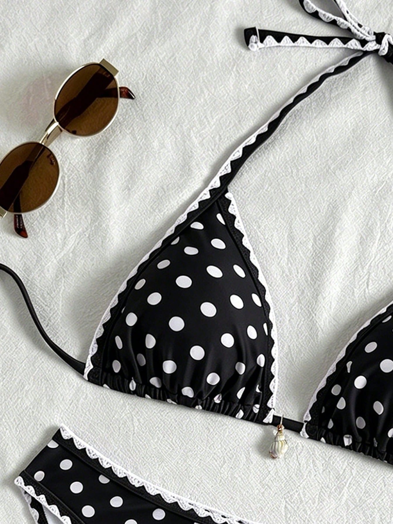 Swim Vcay Conjunto de Maiô Bikini Feminino, Tecido Especial com Design de Alça, Amarração e Costas Abertas, 2 Peças Conjunto de Praia para Férias de Verão
