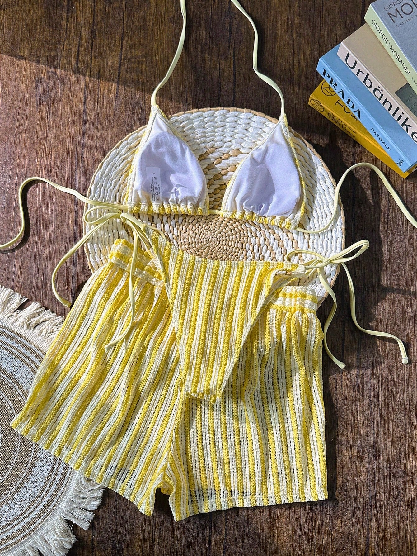 Swim Vcay 3 peças/Conjunto Capa de Crochê de Estilo Boêmio para Maiô Bikini, Saída de Praia