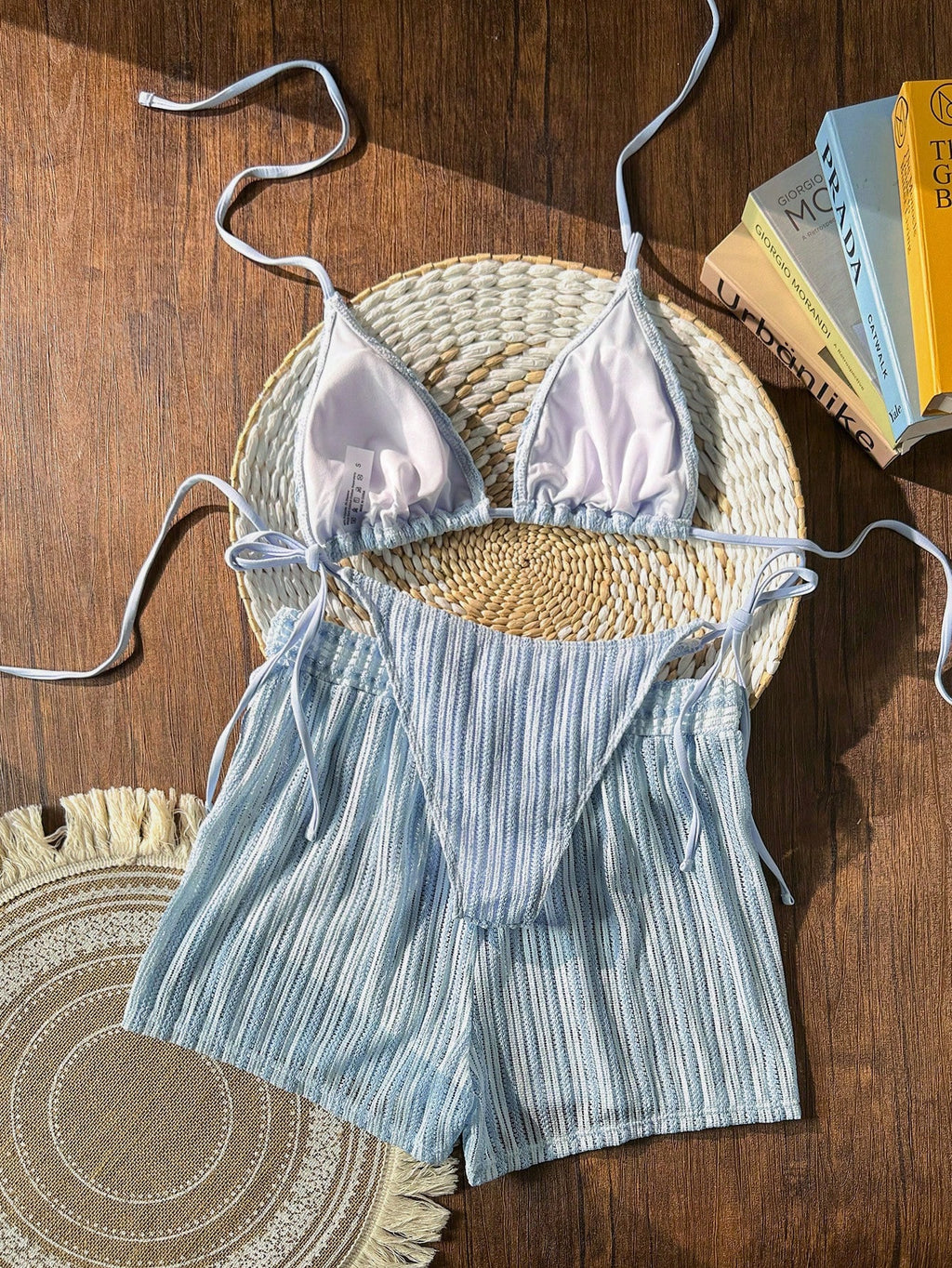 Swim Vcay 3 peças/Conjunto Capa de Crochê de Estilo Boêmio para Maiô Bikini, Saída de Praia