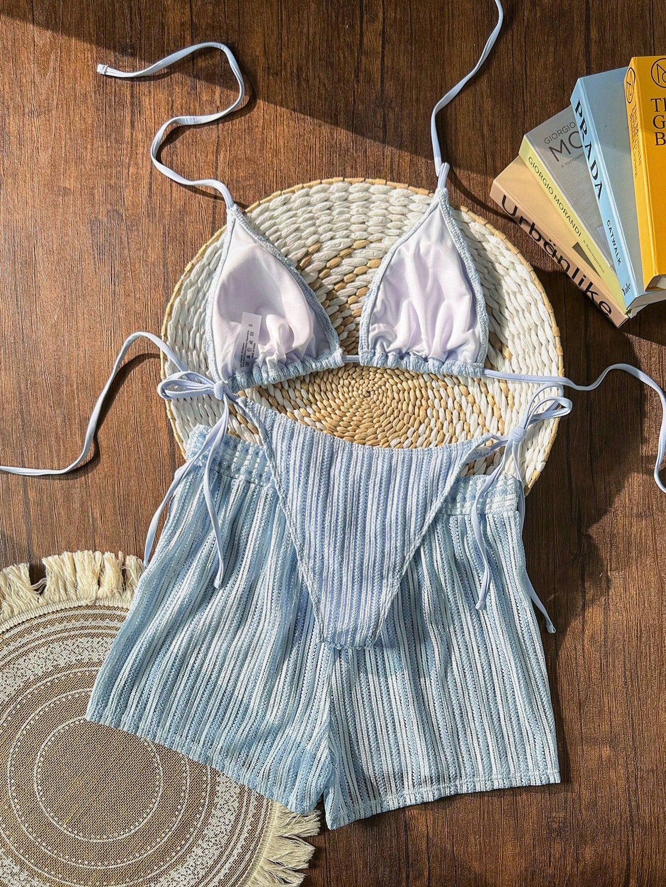 Swim Vcay 3 peças/Conjunto Capa de Crochê de Estilo Boêmio para Maiô Bikini, Saída de Praia